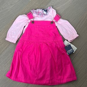 NWT Chaps Baby Girl Long Sleeve Onesie with Overall Dress
